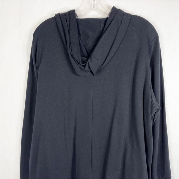 Woman Within‎ 18W 20W Jacket L Full Zip Black Pockets Hooded Jersey Knit 1439 - Picture 5 of 8